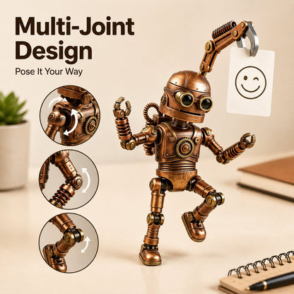 🤖 Steampunk Mood-Bot Desk Robot | Swapable Mood Card Desk Ornament For Office & Study Desktop Decor