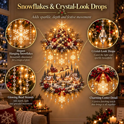 🎄✨ Illuminated Christmas Tree & Village Wall Hanging