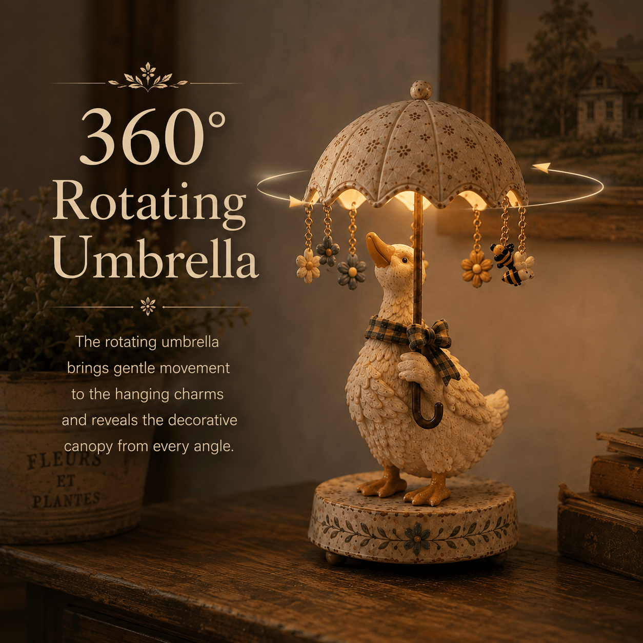 🎁 Vintage animal-shaped lamp with a rotating shade