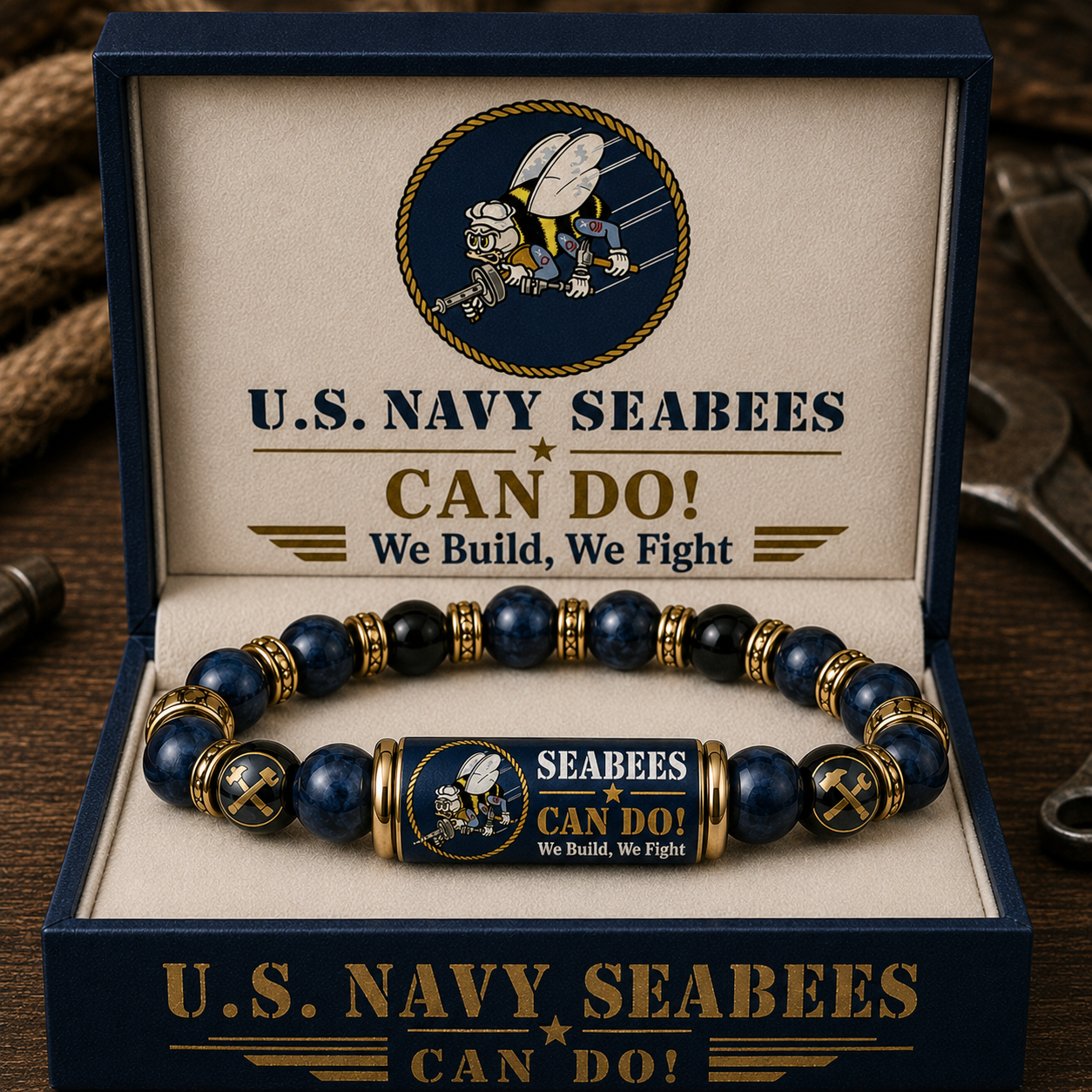 ⚓Last Day Promo: 49% OFF - 🐝U.S. Navy Seabees Can Do! Tribute Beaded Bracelet -  🔥Buy 2 Get 1 Free & ✈️Free Shipping Today!