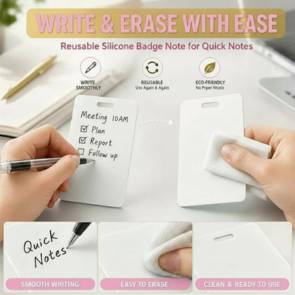 🩺Erasable Badge Note | Dual-Side Writable, Fade-Proof & No Blur (🖊Write. Wipe. Repeat.) 🎁Free Badge Clip Included📋