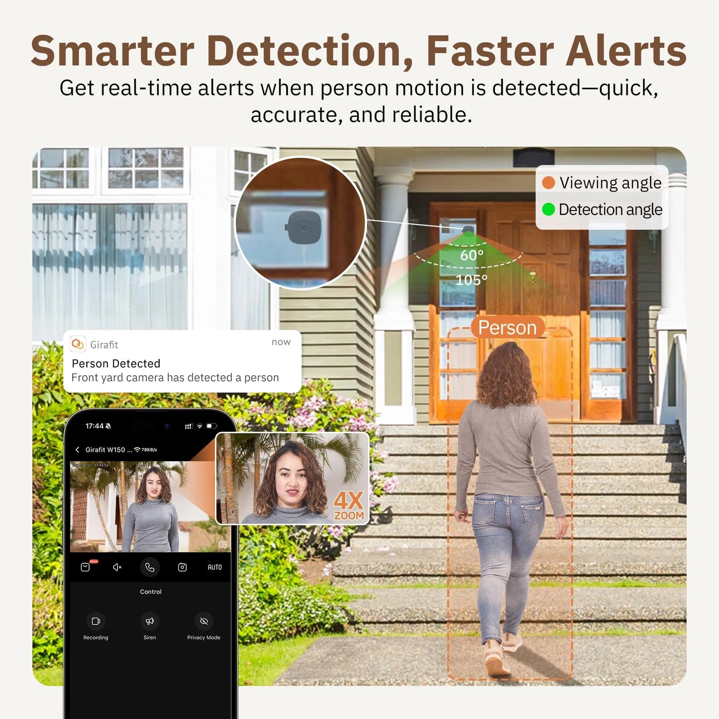 2K Indoor WiFi Security Camera with AI Detection & Color Night Vision