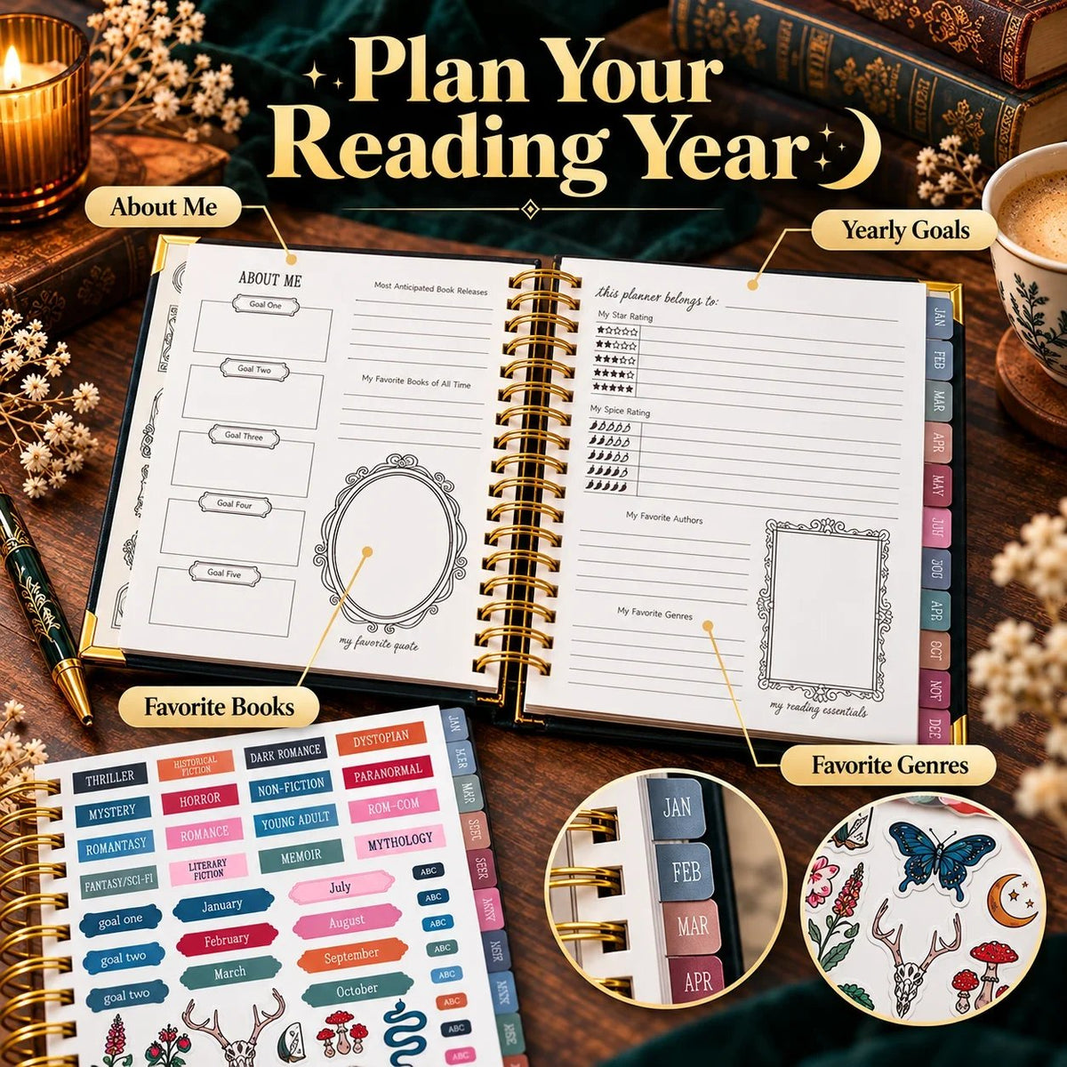 📖✨Midnight Study Hardcover Reading Planner for Book Lovers(📦Buy 2 Free Shipping)