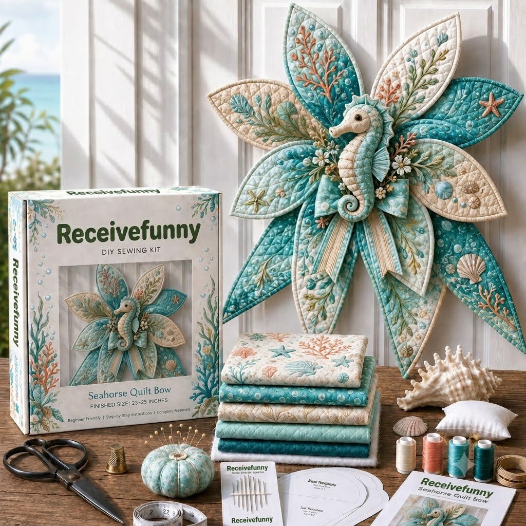 ⏳ Last Day 49% OFF – 🌊 Beginner-Friendly Oversized Ocean Animal Quilted Bow Sewing Kit | Complete Kit with All Tools & Step-by-Step Guide Included 💕