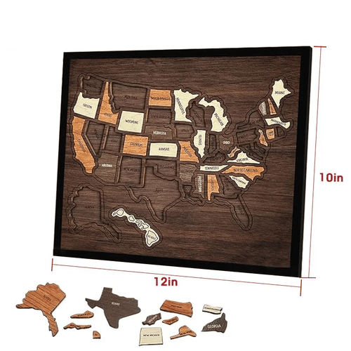 🔥Last Day 50% OFF -🇺🇸 Wooden USA Travel Map Puzzle🧩A Stylish Way to Track Your Journey & Memories