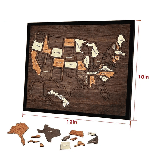 🔥Last Day 50% OFF -🇺🇸 Wooden USA Travel Map Puzzle🧩A Stylish Way to Track Your Journey & Memories