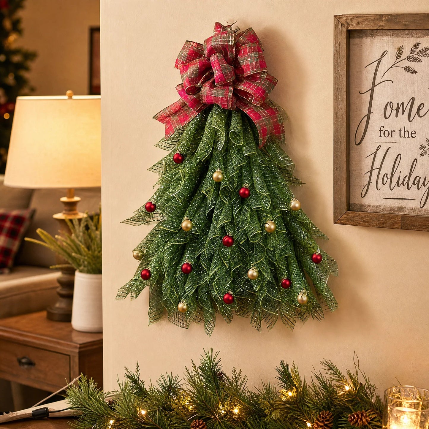 Handmade Christmas Tree Wreath for Front Door