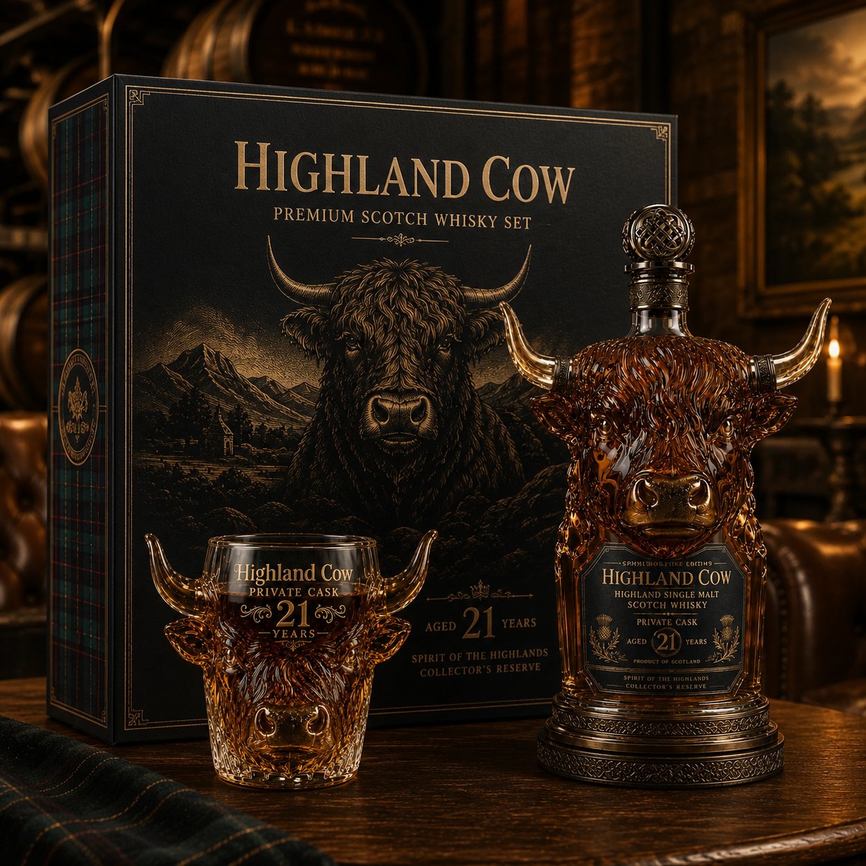 🔥✨21st Anniversary Limited Edition✨🔥 Highland Cow Private Cask  Whiskey Glassware Set