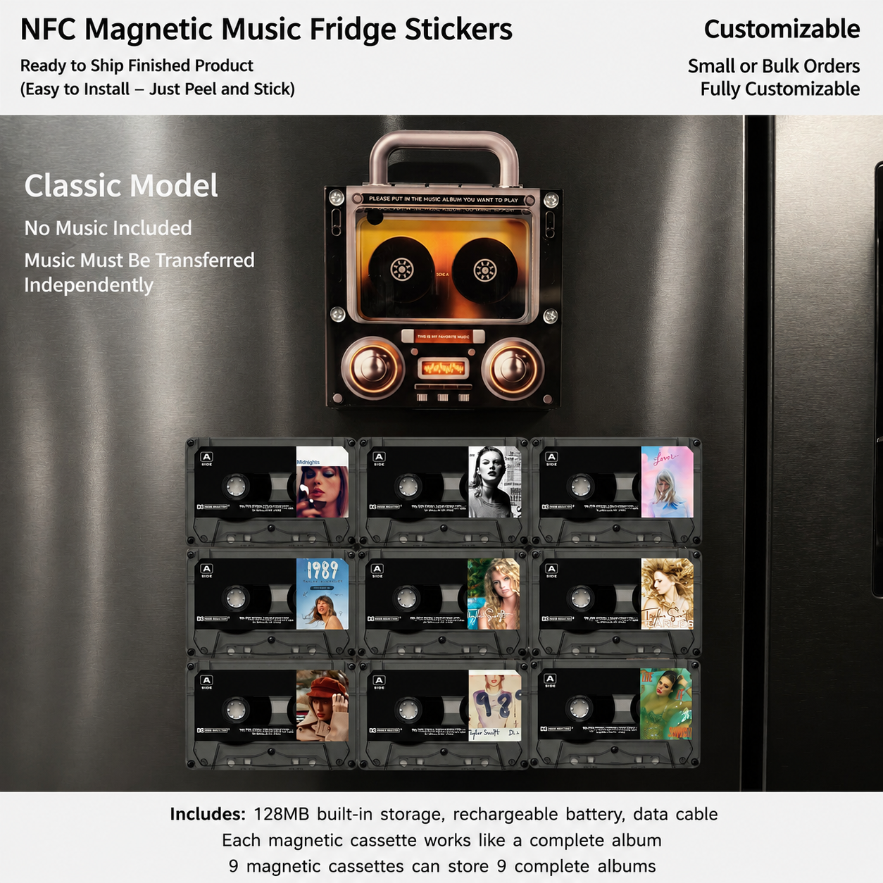 🎤 Iconic Pop Star NFC Fridge Magnet Music Player | Retro Vinyl Style Decor 🎵