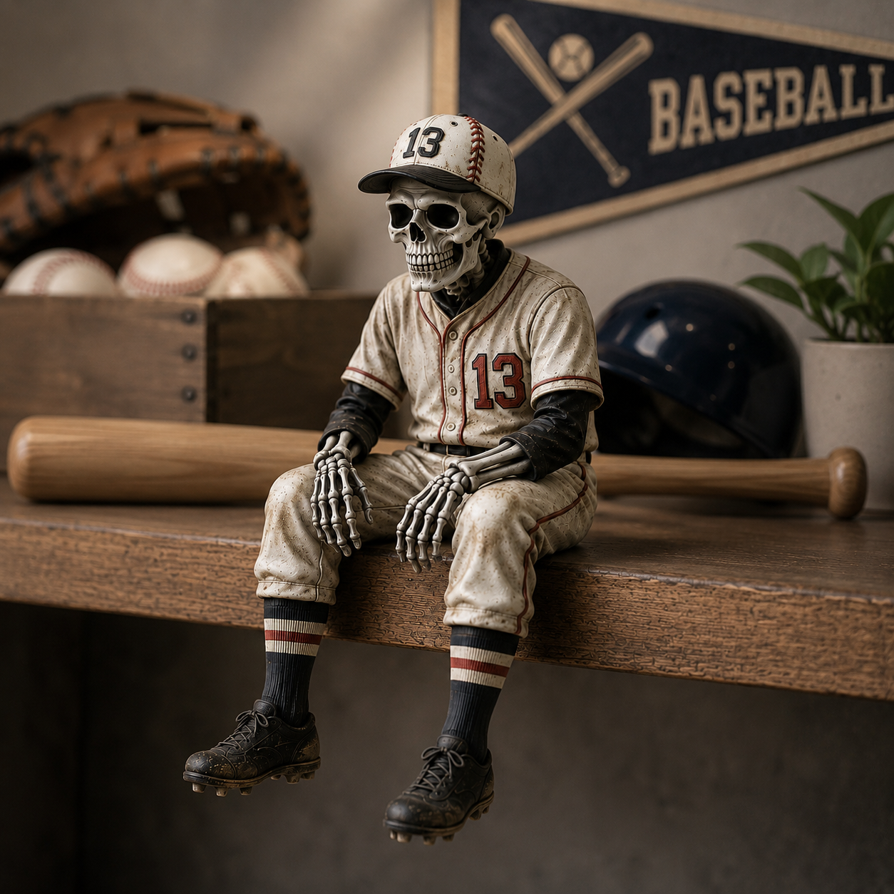 ⚾Last Day 60% OFF - Baseball Skeleton Shelf Sitter