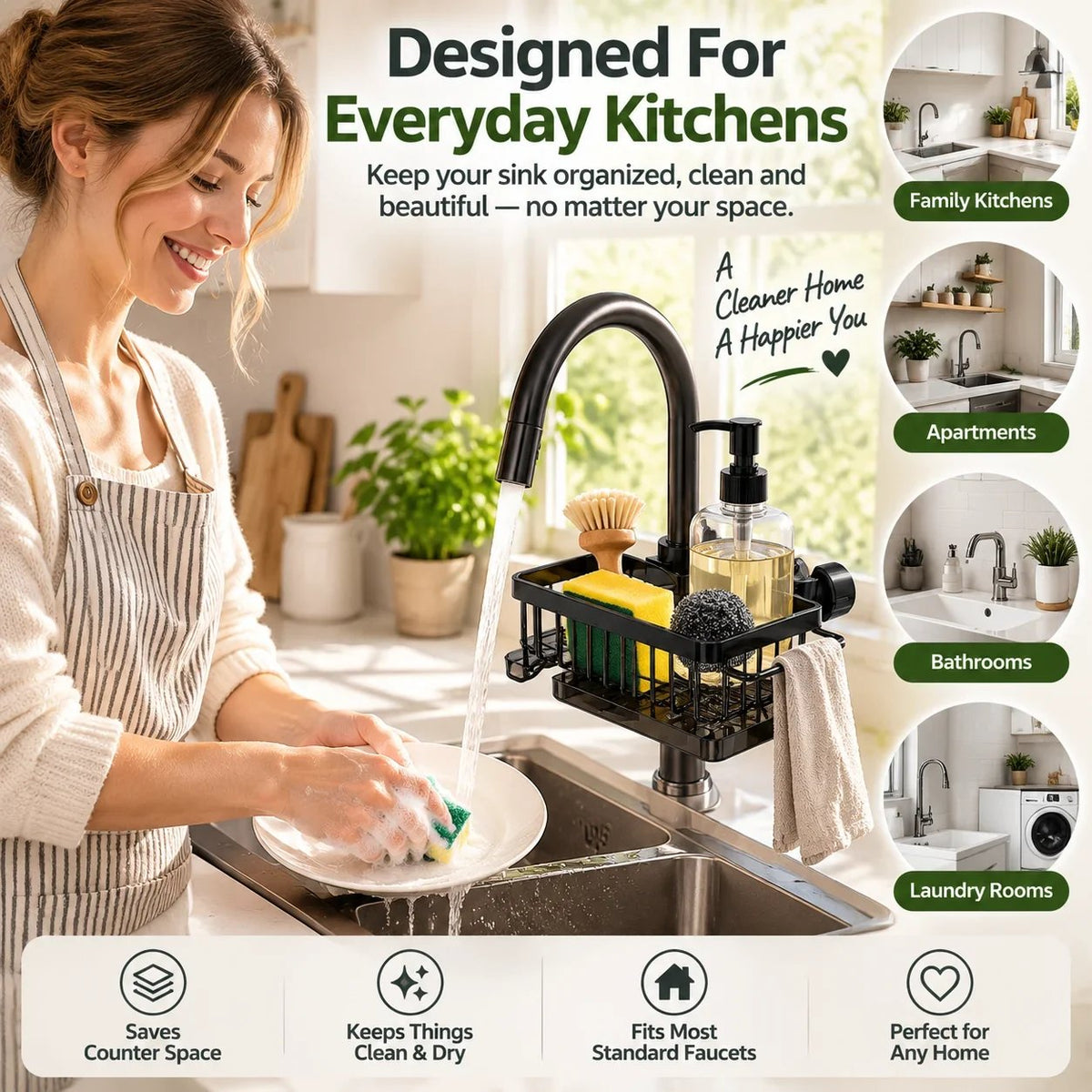 🔥HOT SALE🔥✨ Faucet Sink Organizer Rack – Keep Your Kitchen Sink Clean & Clutter-Free
