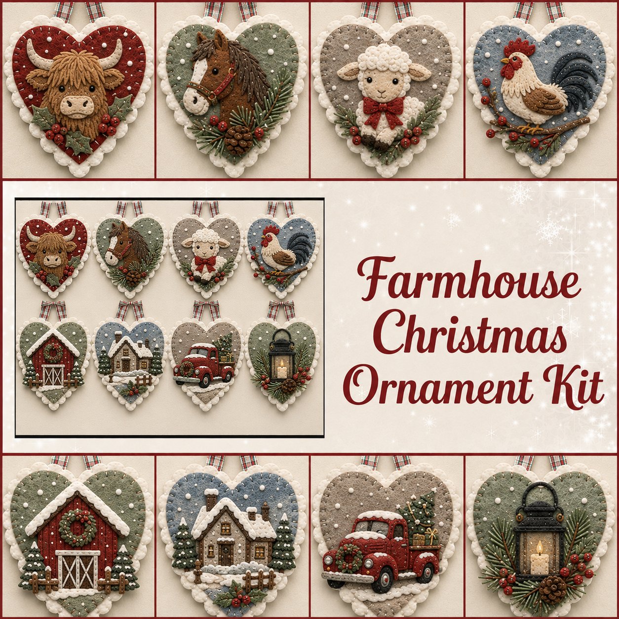 ⏳ Last Day 49% OFF – 🐦 Beginner-Friendly Winter Bird Felt Heart Ornament Sewing Kit Collection | Complete Kit with Pre-Cut Felt, Sewing Materials & Step-by-Step Guide Included 💕