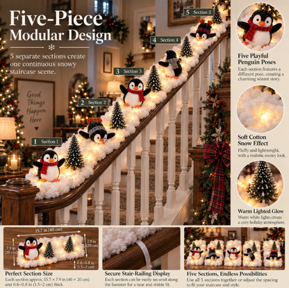 Penguin Christmas Stair Snow Decor
