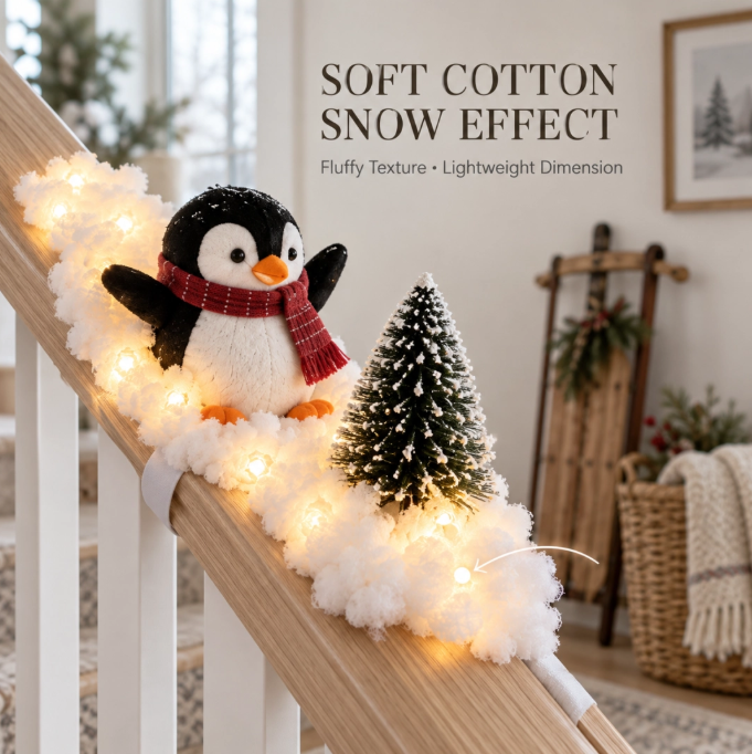Penguin Christmas Stair Snow Decor showcase