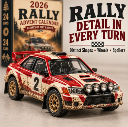 🏎️ Rally Christmas Advent Calendar 2026 – 24 days full of speed and excitement, 24 rally race cars to collect (2D models)