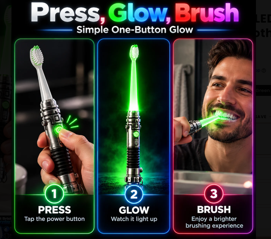 Galactic Glow Toothbrush – LED Light-Up Manual Toothbrush