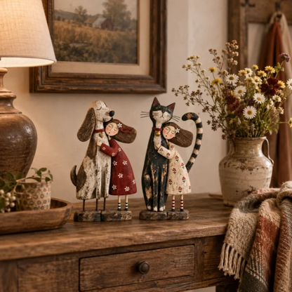 💕 Best Friends Forever – Rustic Pet Hugging Figurine