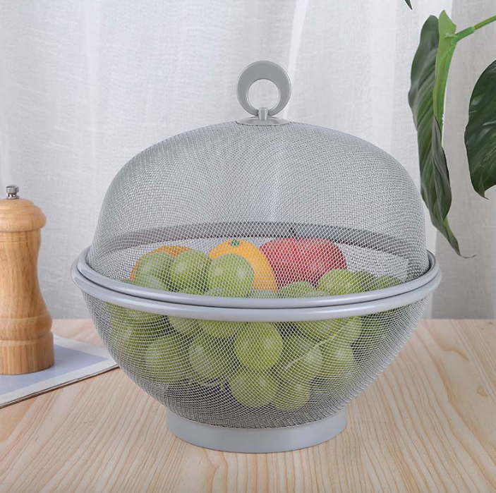 FreshKeep Covered Produce Basket - Breathable, Drainable & Insect-Resistant Kitchen Storage