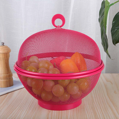 FreshKeep Covered Produce Basket - Breathable, Drainable & Insect-Resistant Kitchen Storage