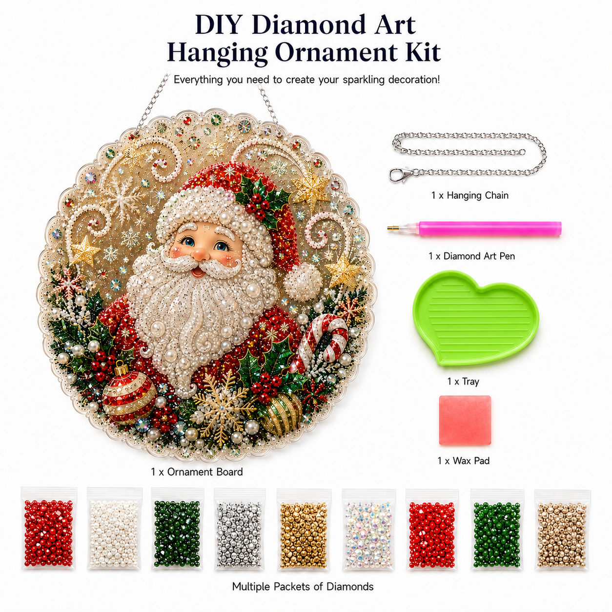🎄 LAST DAY 49% OFF – ✨ Christmas Pearl Diamond Art Hanging Ornament Kit | Luxury Flocked Canvas with Scratch-Resistant Non-Fading Pearl Beads DIY Handmade Holiday Hanging Decor 🎅💎