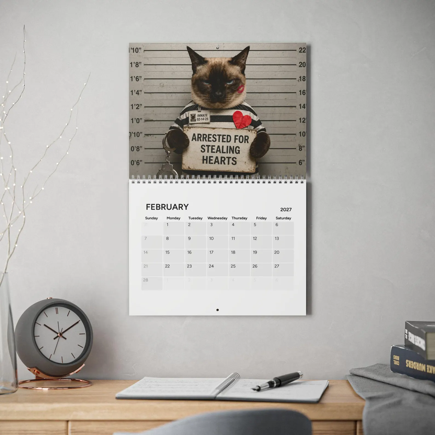 Funny Cat Mugshots 2027 Wall Calendar – 12 Guilty Cats