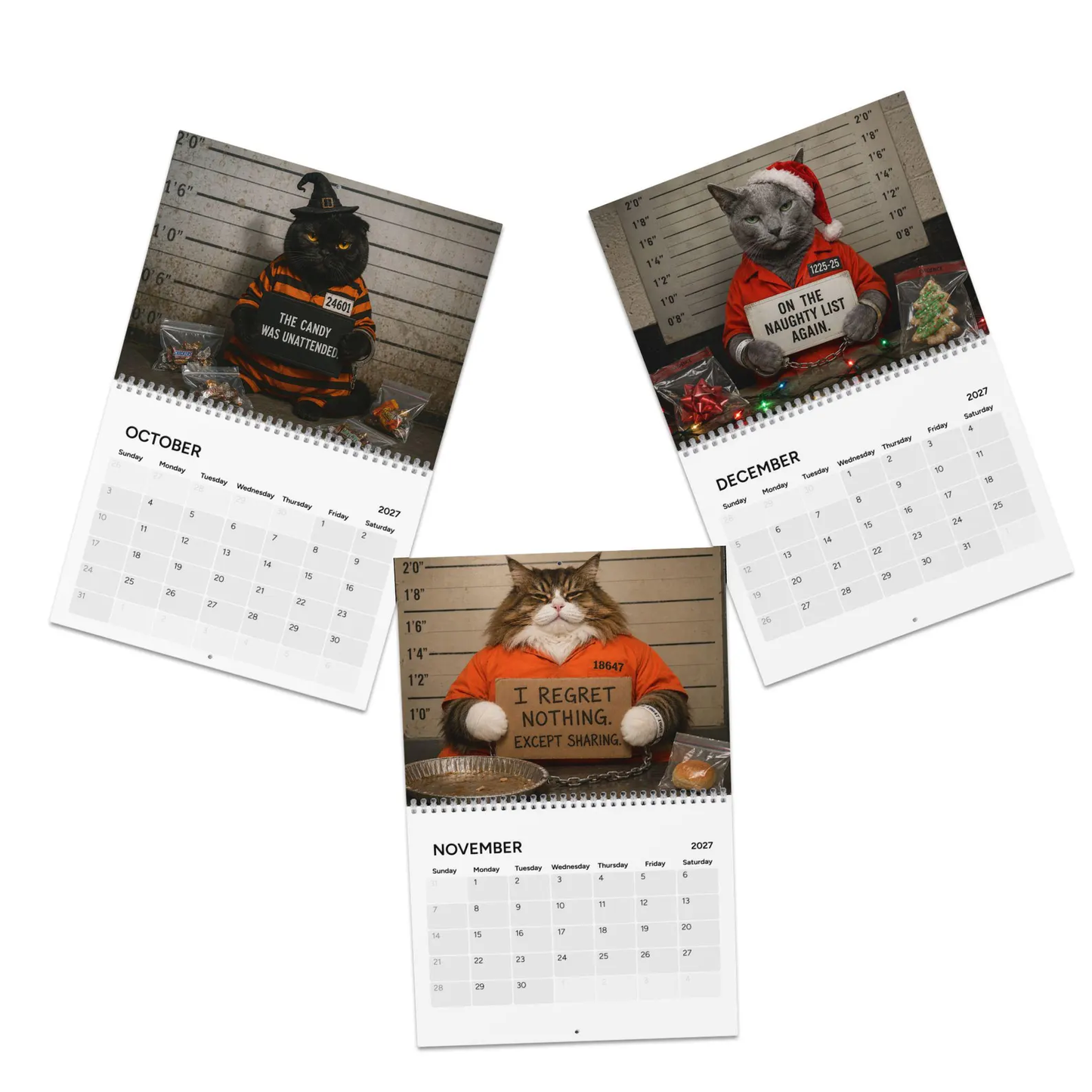 Funny Cat Mugshots 2027 Wall Calendar – 12 Guilty Cats