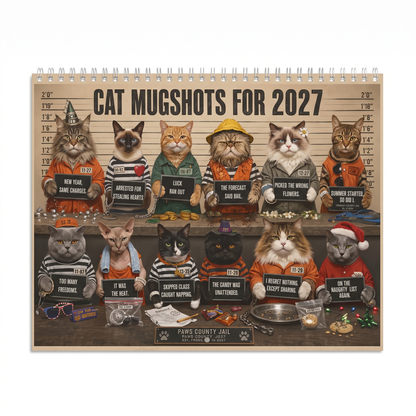 Funny Cat Mugshots 2027 Wall Calendar – 12 Guilty Cats
