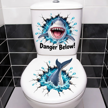 😂 Bathroom Buddies – Funny 3D Illusion Toilet Sticker Set | Removable 3D Illusion Stickers for Funny Bathroom Decor & Gag Gifts 🦝