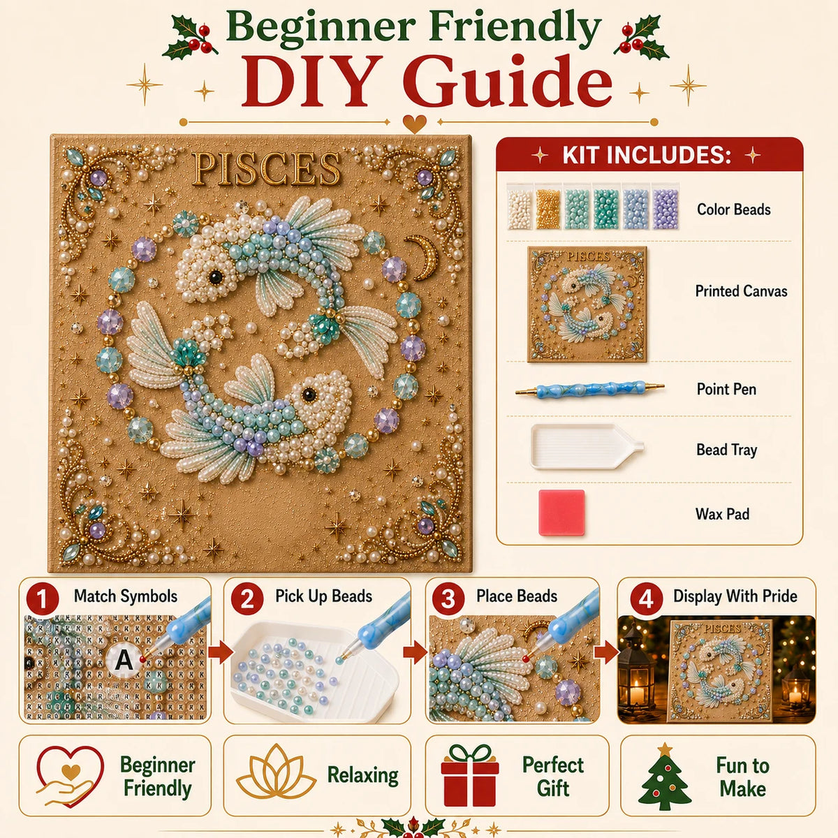 💫 Beginner-Friendly Zodiac Pearl Art DIY Kit  | Complete Craft Kit Included 💕