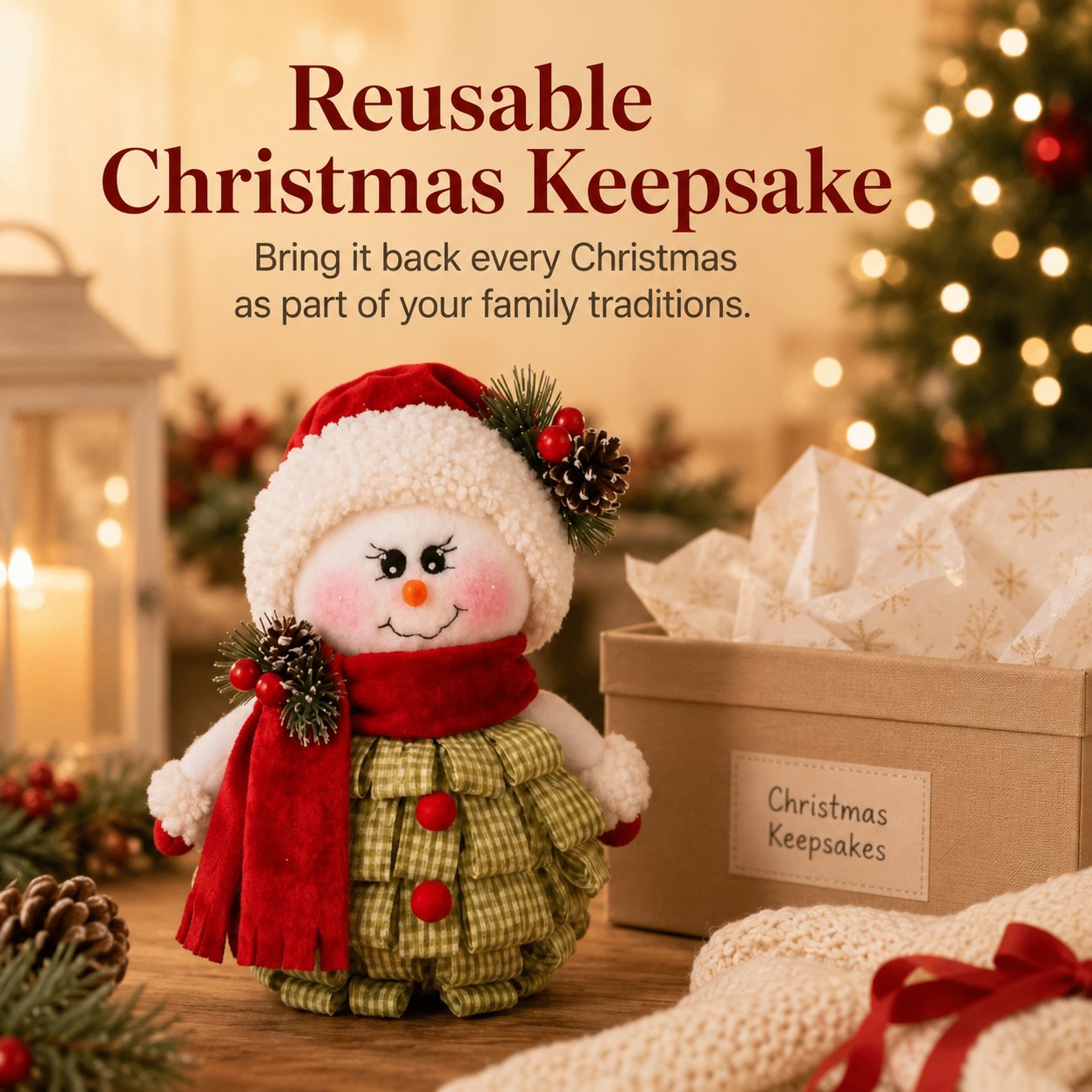 🔥 LAST DAY 49% OFF – ☃️ DIY Christmas Snowman Craft Kit | Layered Fabric Keepsake for Tabletop Display, Tree Hanging & Festive Bag Decor 🎄✨