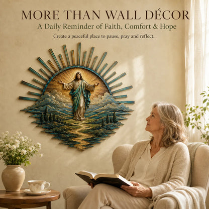 ⏳ Last Day 49% OFF – ✝️ Jesus Metal Wall Art Collection | Layered Christ Artwork with Radiant Sunburst, Dimensional Landscape Details & Concealed Keyhole Hangers ✨