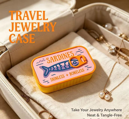 Vintage Sardine Tin Jewelry Box – Cute Travel Organizer for Rings, Earrings & Necklaces
