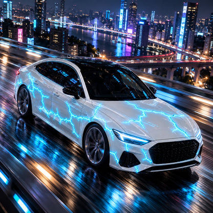 Liquid Laser Glow Car Wrap, Streaming Thunder Light Luminous Vinyl Film for Custom Car Styling & Night Car Show
