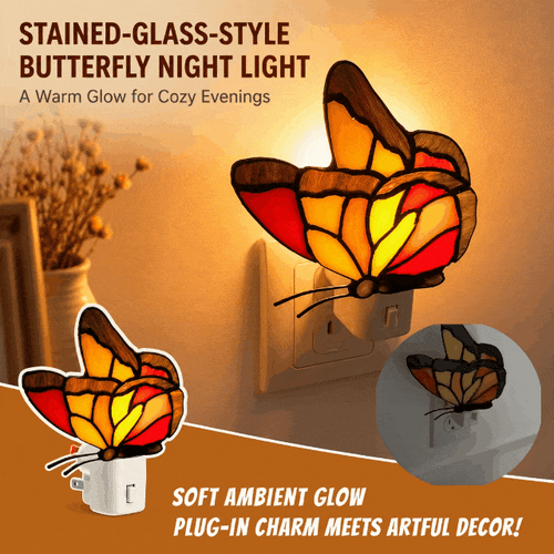 🦋 Limited-Time 50% OFF – Stained-Glass-Style Butterfly Plug-In Night Light