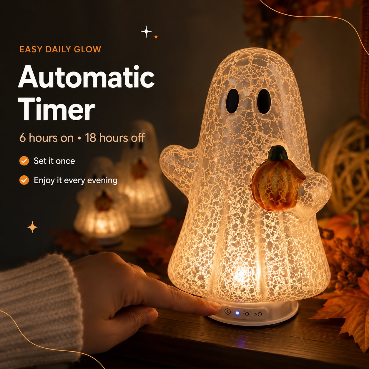 👻 Set of 3 Illuminated Mercury Glass Ghosts-Turn Any Corner Into A Charming Halloween Scene
