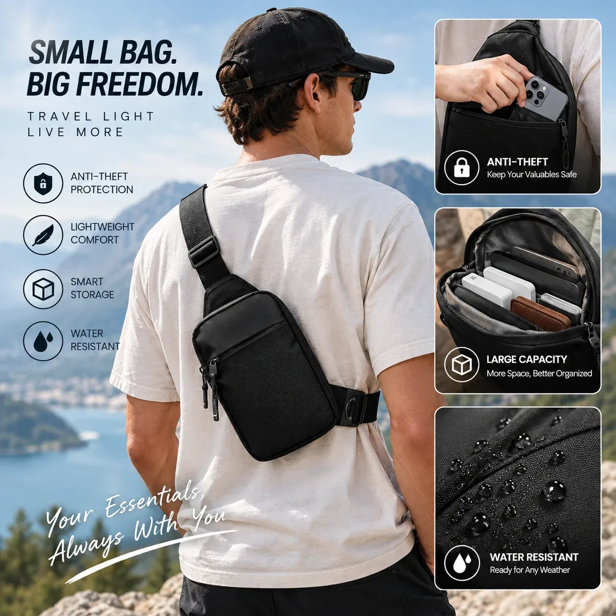 🔥😍Anti-Theft Everyday Sling Bag – Lightweight Crossbody Travel Pack