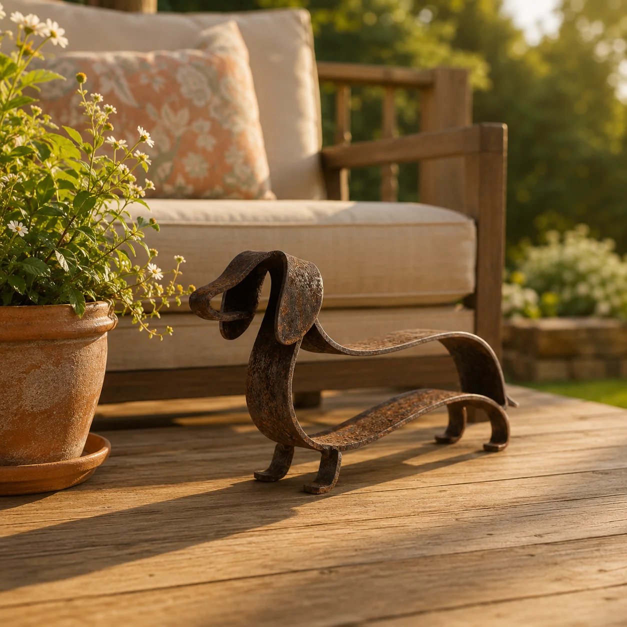 Rustic Charm, Dachshund Style — Metal Sculpture for Home & Garden