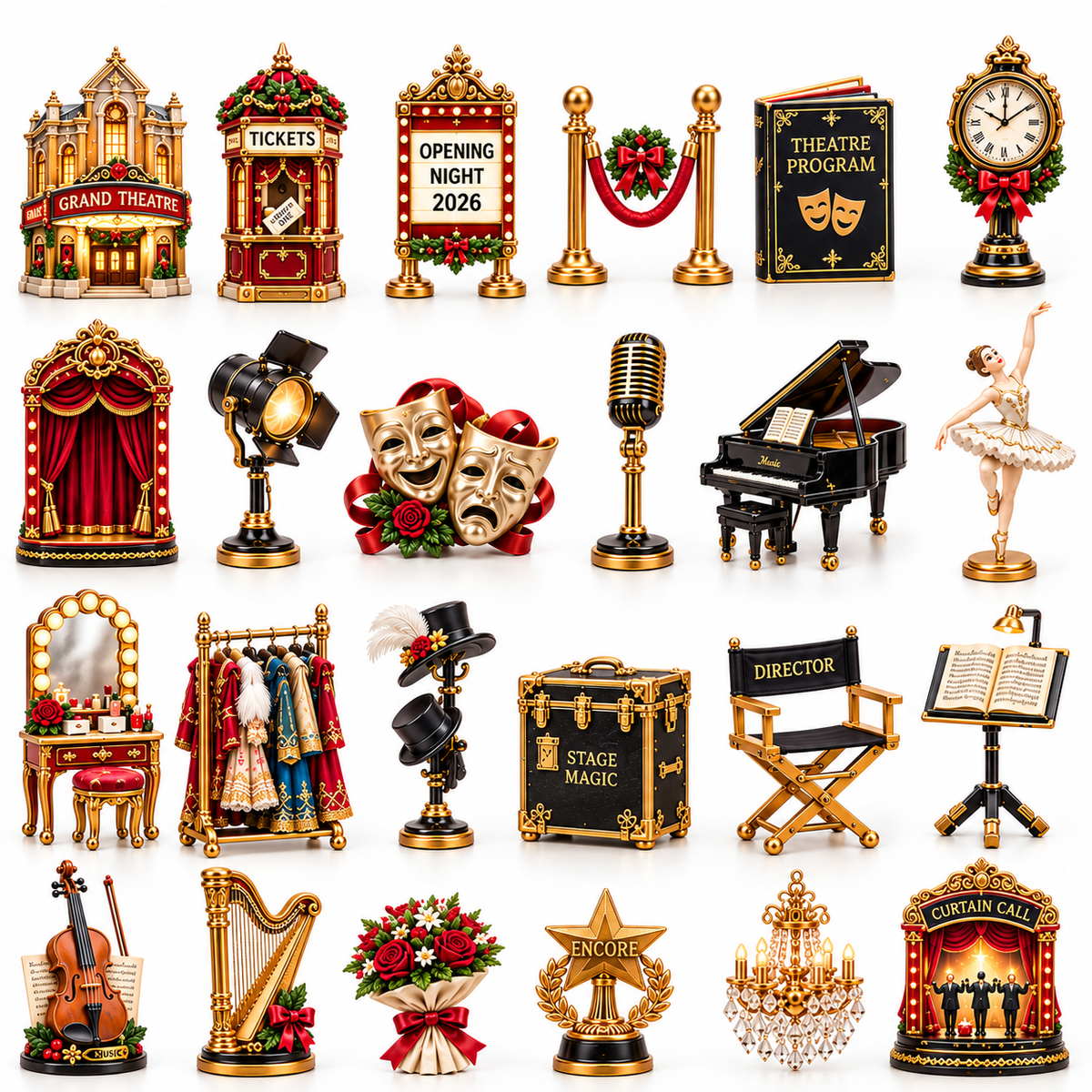 Theatre Lovers Advent Calendar 2026 – 24 Days of Theatre Magic Collectible Miniatures Christmas Countdown Gift