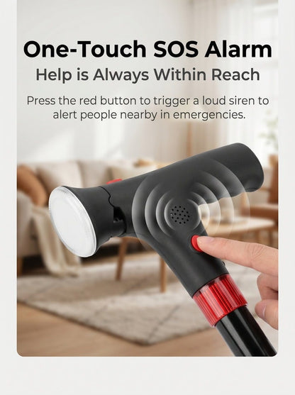🔥 Must-Have Senior Smart Cane – Foldable Aluminum with LED Light & Quad Anti-Slip Feet