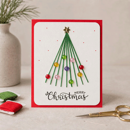 Christmas String Art Greeting Card DIY Kit – 6-Piece Stitching Set
