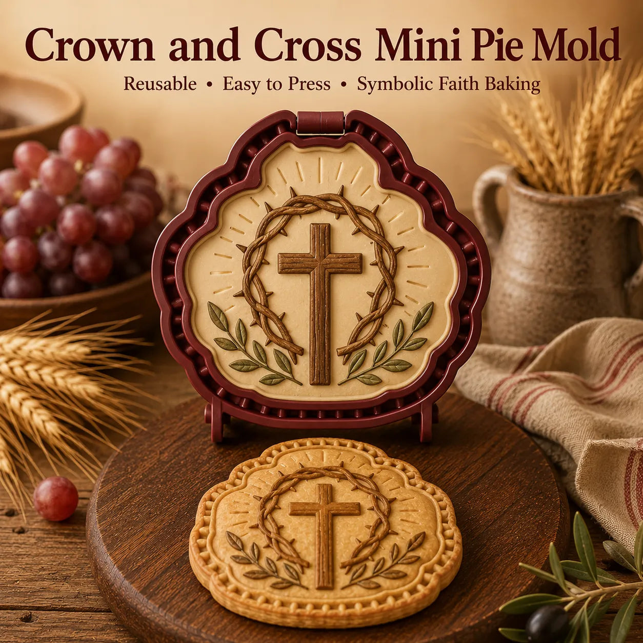 ⏳ Last Day 49% OFF – ✝️ 16-Design Christian Mini Pie Mold Collection | Reusable Embossed Molds for Shaping Detailed Jesus, Mary, Angels, Crosses, Dove & Faith-Inspired Pies 🥧✨