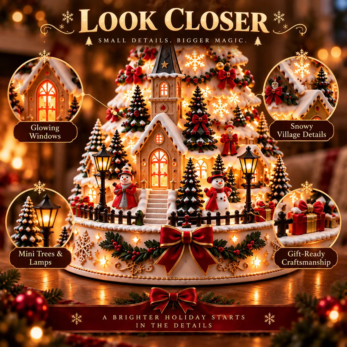 ⭐🏆 60,000+ Sold - 🎄MerryRealm™ Christmas Village Lightscape Tree