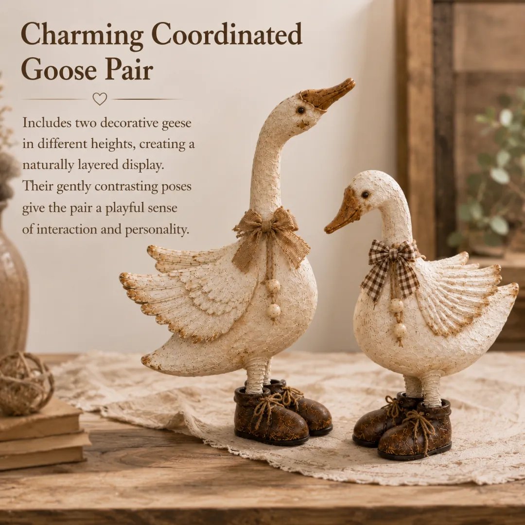 🏡🐔🪿 Playful country-style animal figurines – charming animal pairs for a cozy home