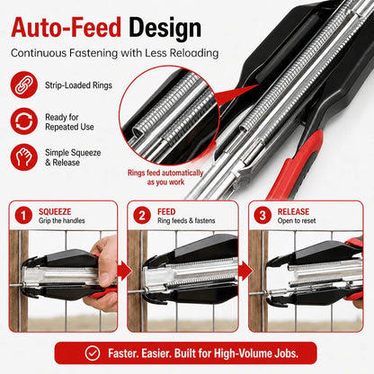 🔥Auto-Feed Hog Ring Pliers Kit –Heavy Duty Fence & Cage Fastening Tool