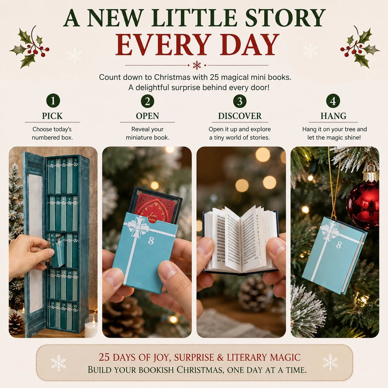 📚 25-Day Mini Book Advent Calendar – 🎁❤️ A Book Lover's Christmas Countdown (📦Buy 2 Free Shipping)