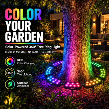 🌈 Solar RGB Tree Ring Light | Color-Changing Landscape Accent