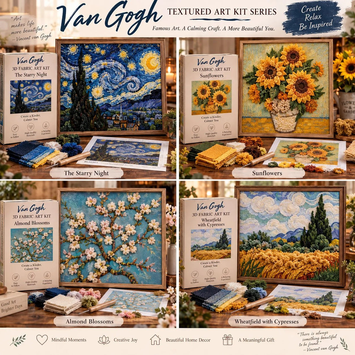 🎨🖼️ Van Gogh 3D Fabric Art Kit | Create Your Own Textured Masterpiece(📦Buy 2 Free Shipping)