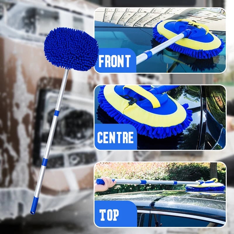 🎉⏳Time-Limited Special⏰Durable Aluminum Long Handle Telescopic Car Wash Mop – Soft Microfiber, Scratch-Free & Adjustable Length ✨