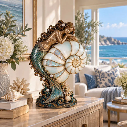 🧜‍♀️ Moon Tide Mermaid Nautilus Projection Lamp | Soft Ocean Glow & Spiral Wall Projection 🐚