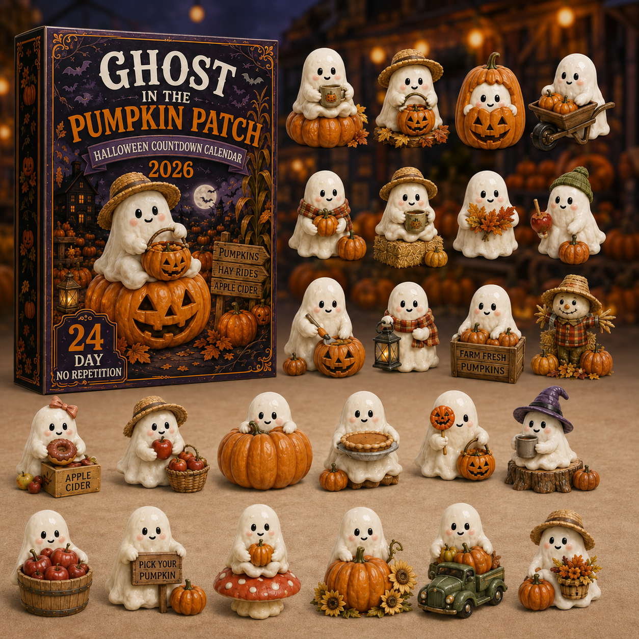 Ghost in the Pumpkin Patch Advent Calendar 2026 – 24 Unique Halloween Ghost Miniatures